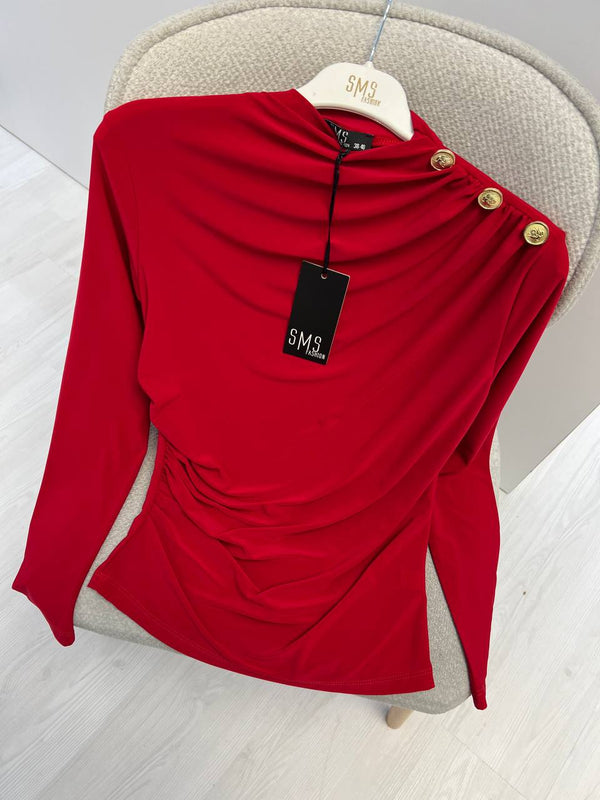 بلوزة رائعة بتفاصيل ازرار ذهبية - Sateen style