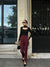 بنطلون قماش ريجيولار برغندي - Sateen style