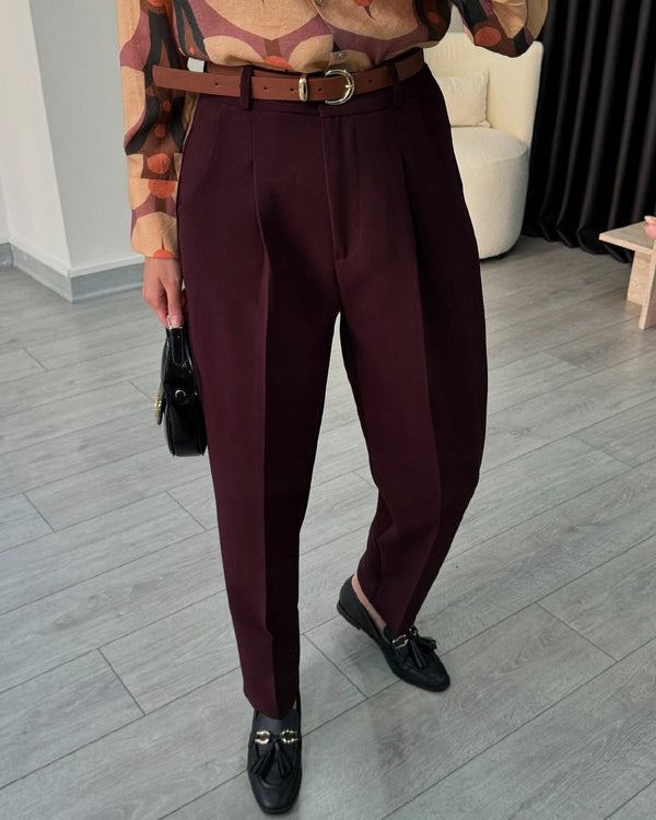 بنطلون مع كمر واربع جيوب - Sateen style