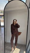 بنطلون زارا جديد 2025 - بني - Sateen style
