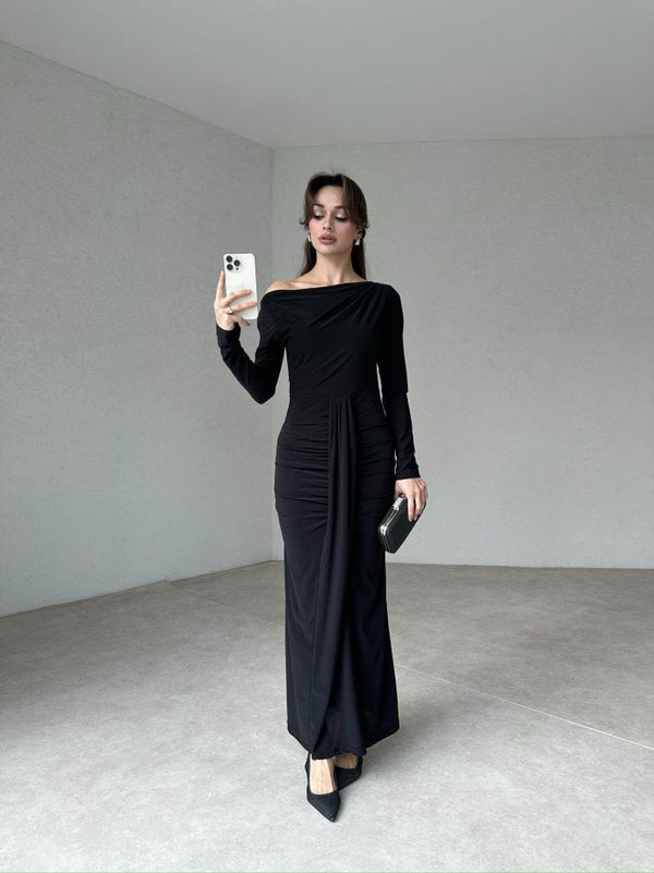 فستان اسود Ravia - Sateen style