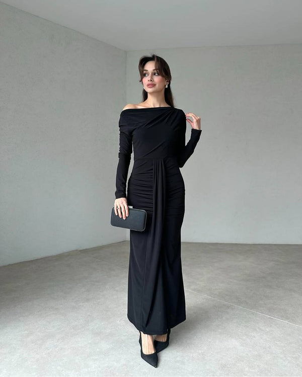 فستان اسود Ravia - Sateen style