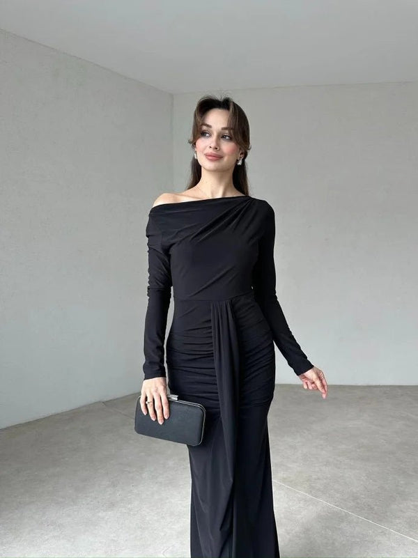 فستان اسود Ravia - Sateen style