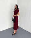 فستان بيسك V - Sateen style