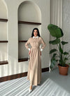 فستان قصة فرنسية بيج 6001 - Sateen style