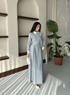 فستان قصة فرنسية سماوي 6001 - Sateen style