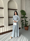فستان قصة فرنسية سماوي 6001 - Sateen style