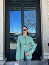 جكيت زر ذهبي كبير - مينت - Sateen style