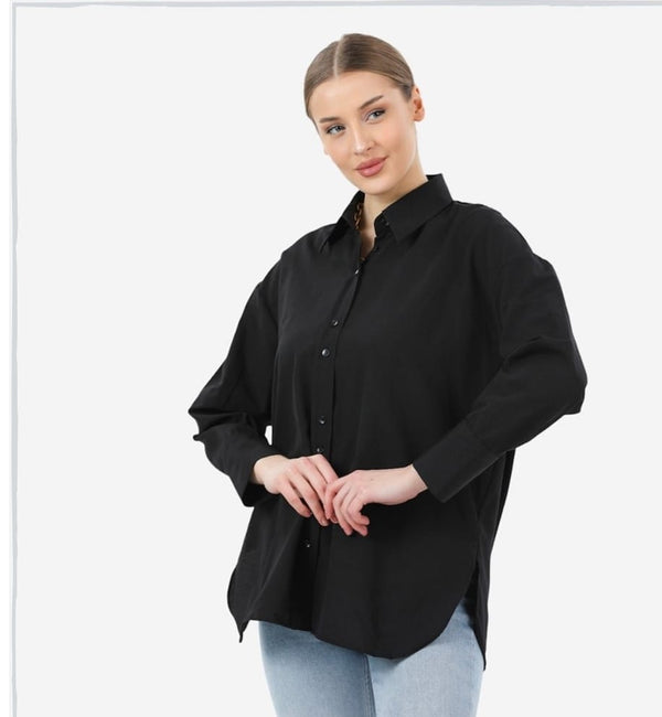 قميص بيسك اسود - Sateen style
