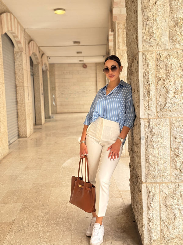 قميص مقلم ستان ٧٥ سم - Sateen style