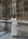 طقم بليزر مع تنورة ابيض Gabriela Set - Sateen style