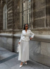 طقم بليزر مع تنورة ابيض Gabriela Set - Sateen style