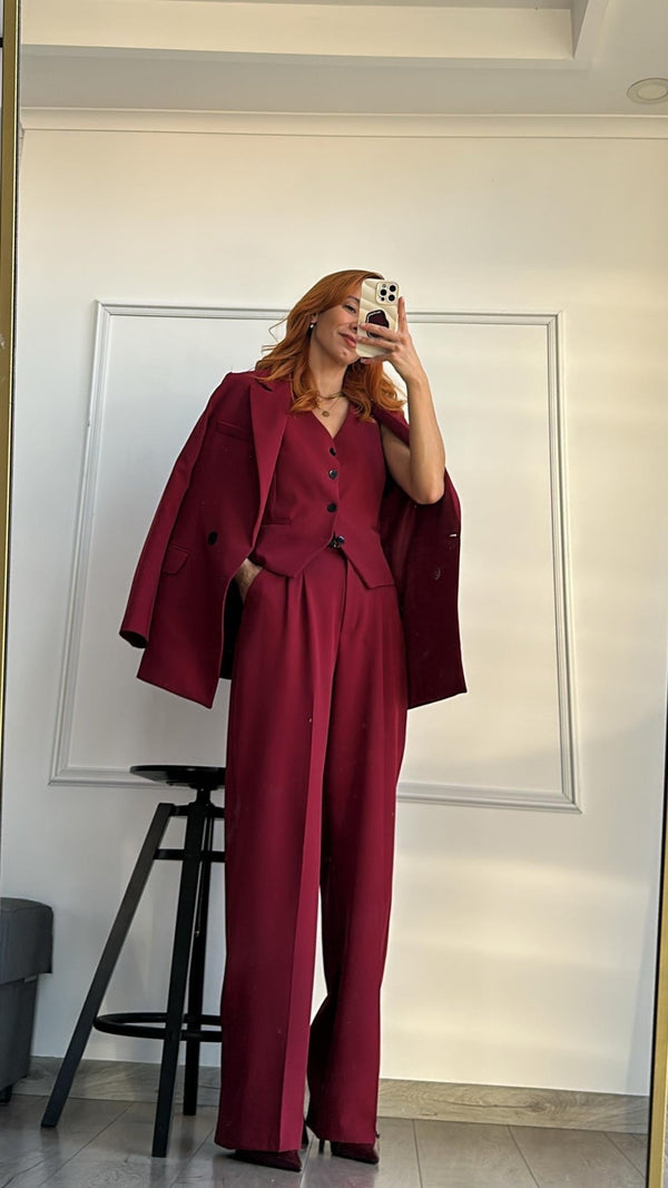 طقم رسمي ٣ قطع بوردو - Sateen style