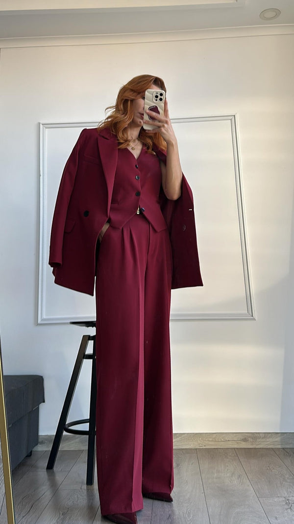 طقم رسمي ٣ قطع بوردو - Sateen style