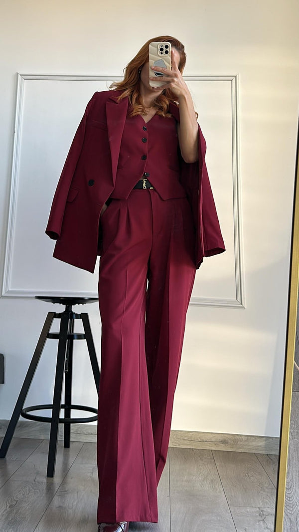 طقم رسمي ٣ قطع بوردو - Sateen style