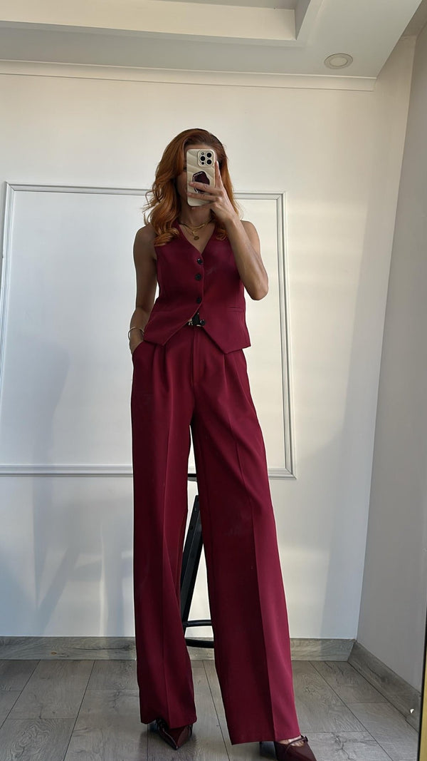 طقم رسمي ٣ قطع بوردو - Sateen style