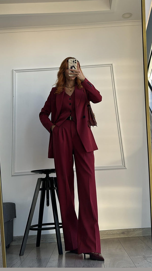 طقم رسمي ٣ قطع بوردو - Sateen style