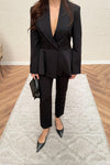 طقم Volanlı جكيت وبنطلون - اسود - Sateen style
