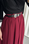 تنورة فيوليتا مع كمر - شيفون مبطنة برغندي - Sateen style
