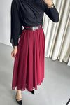 تنورة فيوليتا مع كمر - شيفون مبطنة برغندي - Sateen style