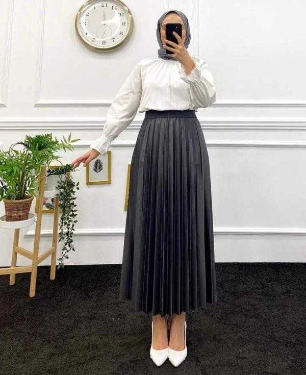 تنورة كسرات خصر عريض - Sateen style