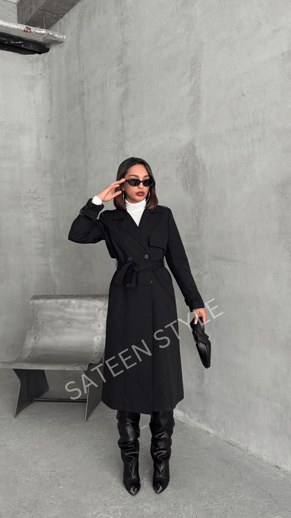 ترانشكوت كتان طول 117 سم - Sateen style