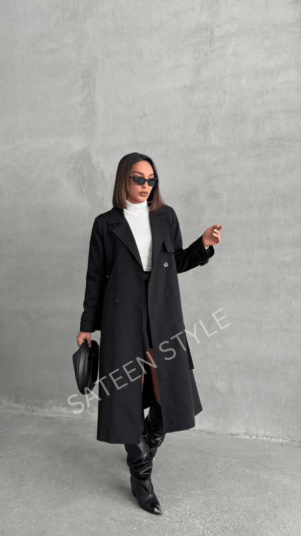 ترانشكوت كتان طول 117 سم - Sateen style