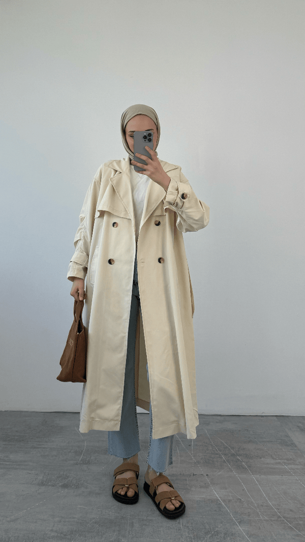 ترانشكوت طويل ثقيل - Sateen style