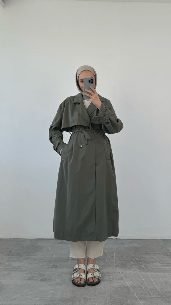 ترانشكوت طويل ثقيل - Sateen style
