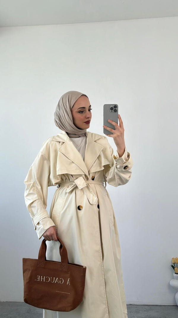 ترانشكوت طويل ثقيل - Sateen style
