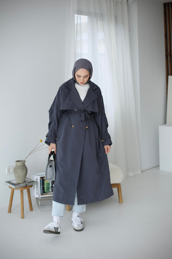 ترانشكوت طويل ثقيل - Sateen style