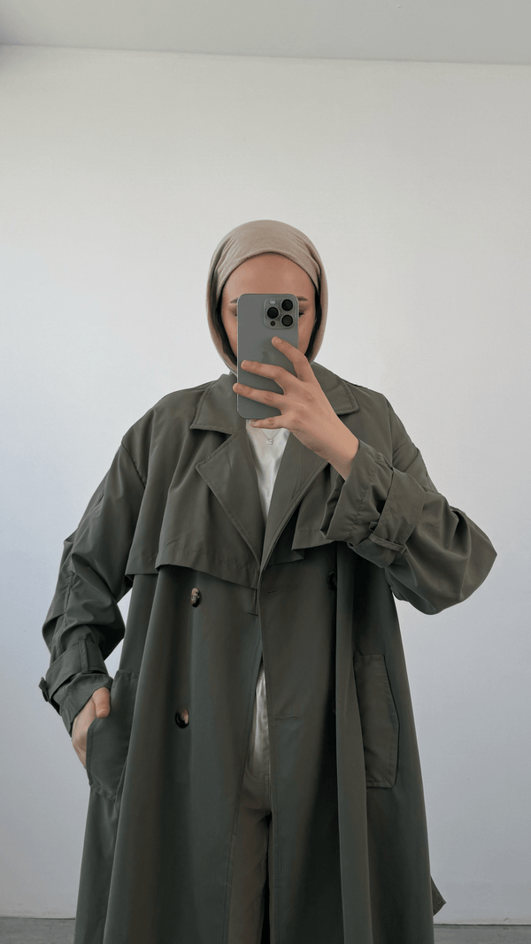 ترانشكوت طويل ثقيل - Sateen style