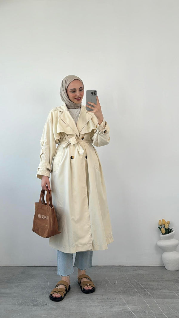 ترانشكوت طويل ثقيل - Sateen style