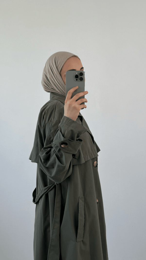 ترانشكوت طويل ثقيل - Sateen style