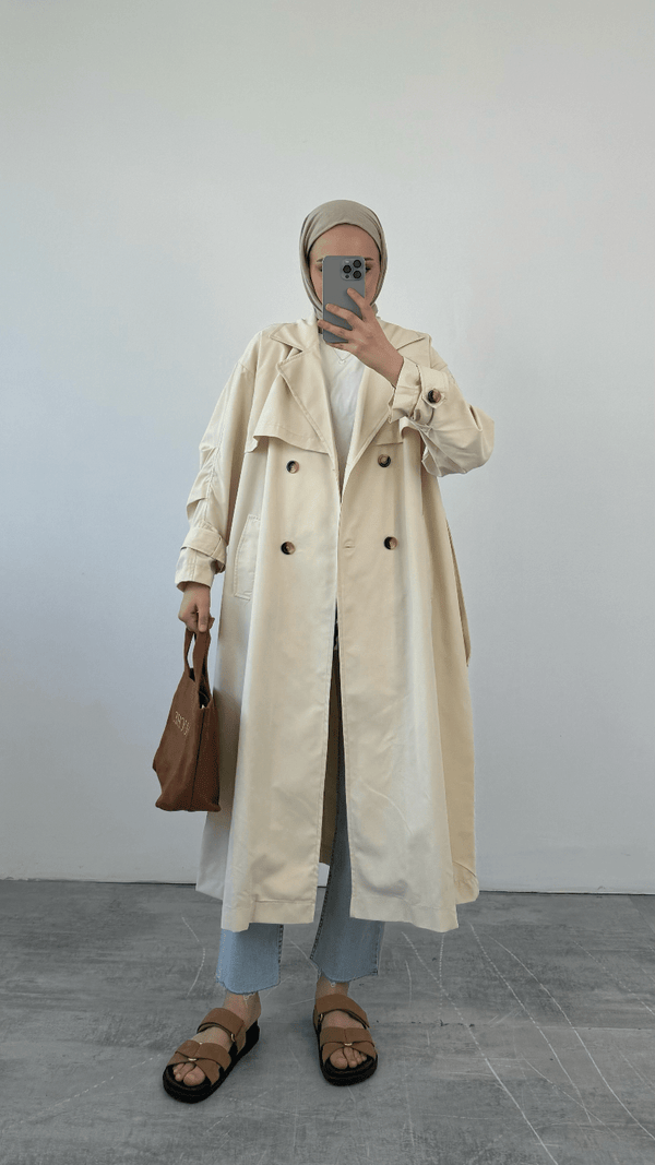 ترانشكوت طويل ثقيل - Sateen style