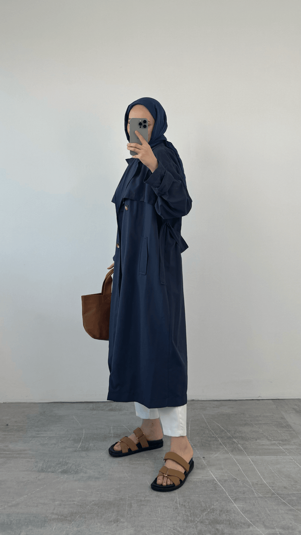 ترانشكوت طويل ثقيل - Sateen style