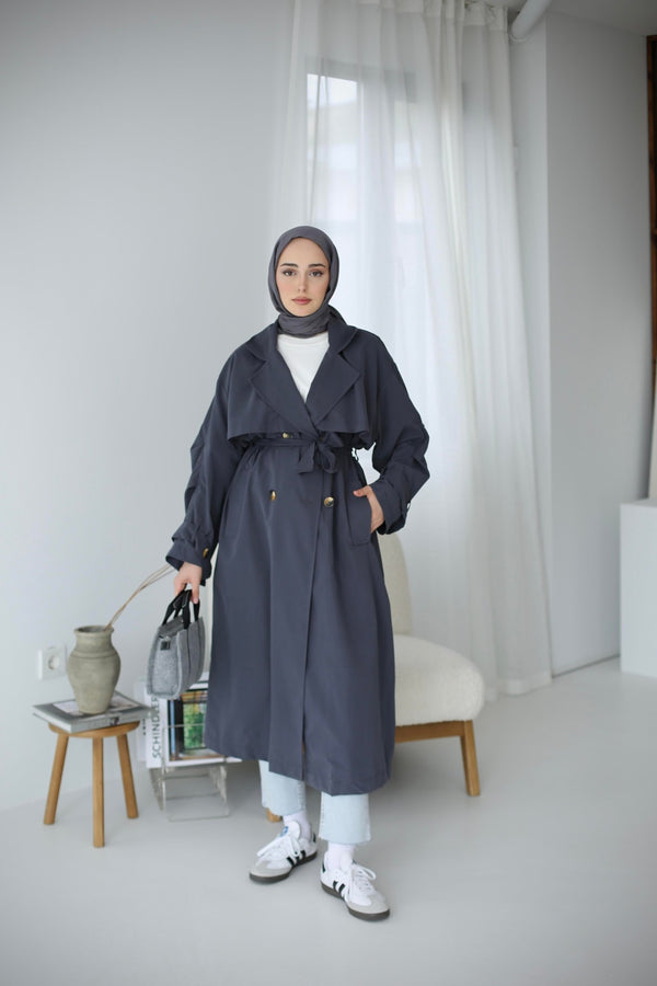 ترانشكوت طويل ثقيل - Sateen style